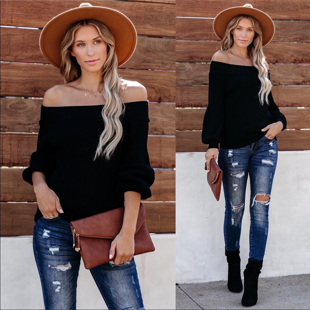 Vici off shoulder balloon sleeve sweater NWOT